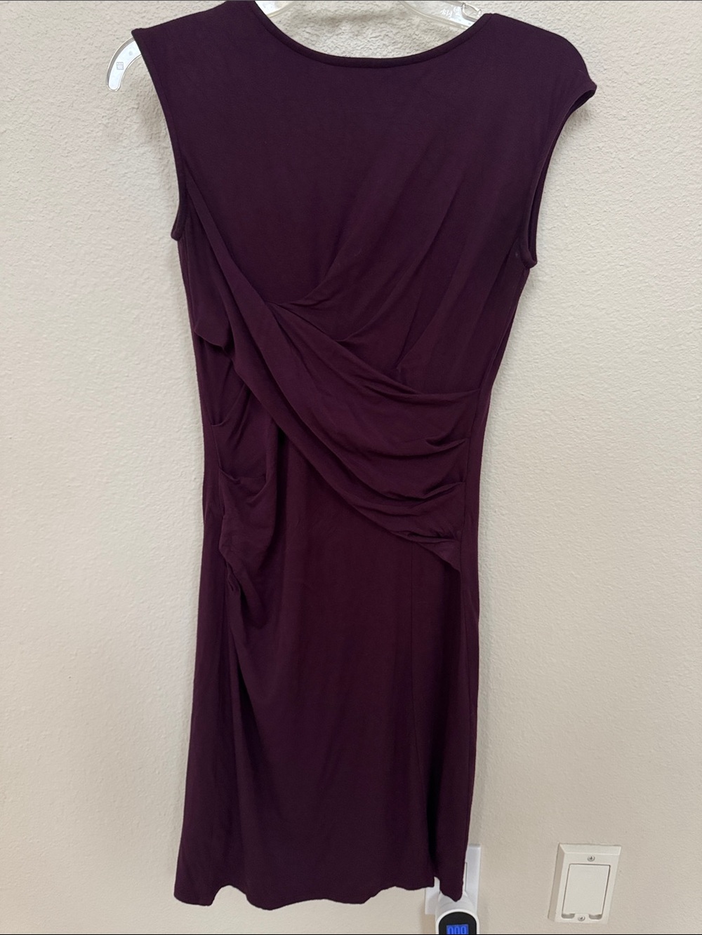 Kut from the Kloth Draped Cap-Sleeve Dress in Plum Wine